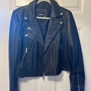 Sam Edelman Black Leather Jacket with Silver Accents